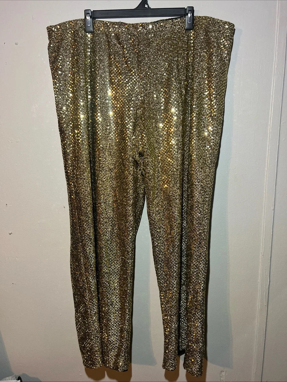 Venezia Jeans Women’s Gold Sequin Leggings with Stretch Waistband